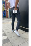 Erkek Füme Slim Fit Likralı Jean Pantolon