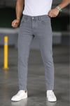Erkek Füme Slim Fit Likralı Jean Pantolon