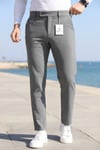 Erkek Füme Slim Fit Likralı Yan Cep Bilek Boy Düz Kumaş Pantolon