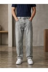 Erkek Gri Baggy Fit Geniş Kesim Jean Pantolon