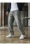 Erkek Gri Baggy Fit Geniş Kesim Jean Pantolon