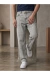 Erkek Gri Baggy Fit Geniş Kesim Jean Pantolon