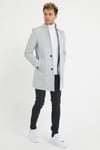 Erkek Gri Kaşe Kaban Slim Fit Dik Yaka Kışlık Kaban Palto