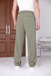 Erkek Haki Baggy Fit Rahat Kesim Pileli Kumaş Pantolon