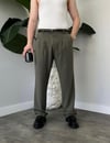 Erkek Haki Baggy Fit Rahat Kesim Pileli Kumaş Pantolon