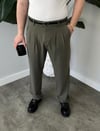 Erkek Haki Baggy Fit Rahat Kesim Pileli Kumaş Pantolon