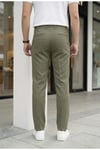 Erkek Haki Slim Fit Likralı Yan Cep Bilek Boy Düz Kumaş Pantolon