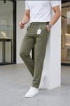 Erkek Haki Slim Fit Likralı Yan Cep Bilek Boy Düz Kumaş Pantolon