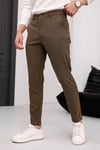 Erkek Kahverengi Slim Fit Likralı Armür Desenli Casual Pantolon