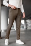 Erkek Kahverengi Slim Fit Likralı Armür Desenli Casual Pantolon