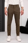 Erkek Kahverengi Slim Fit Likralı Armür Desenli Casual Pantolon