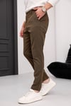 Erkek Kahverengi Slim Fit Likralı Armür Desenli Casual Pantolon