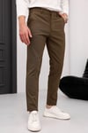 Erkek Kahverengi Slim Fit Likralı Armür Desenli Casual Pantolon