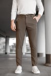 Erkek Kahverengi Slim Fit Likralı Armür Desenli Casual Pantolon