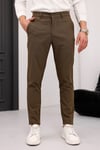 Erkek Kahverengi Slim Fit Likralı Armür Desenli Casual Pantolon