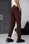 Erkek Kahverengi Slim Fit Likralı Beli Lastikli Bağcıklı Yan Cep Jogger Kumaş Pantolon