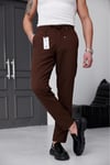 Erkek Kahverengi Slim Fit Likralı Beli Lastikli Bağcıklı Yan Cep Jogger Kumaş Pantolon