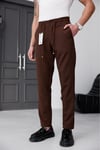Erkek Kahverengi Slim Fit Likralı Beli Lastikli Bağcıklı Yan Cep Jogger Kumaş Pantolon