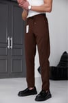 Erkek Kahverengi Slim Fit Likralı Beli Lastikli Bağcıklı Yan Cep Jogger Kumaş Pantolon