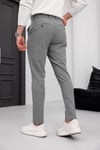 Erkek Koyu Gri Slim Fit Likralı Armür Desenli Casual Pantolon