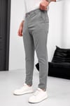Erkek Koyu Gri Slim Fit Likralı Armür Desenli Casual Pantolon