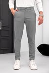Erkek Koyu Gri Slim Fit Likralı Armür Desenli Casual Pantolon
