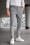 Erkek Koyu Gri Slim Fit Likralı Armür Desenli Casual Pantolon