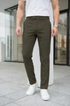 Erkek Koyu Yeşil Slim Fit Likralı Yan Cep Bilek Boy Düz Kumaş Pantolon