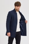 Erkek Lacivert Kaşe Kaban Slim Fit Dik Yaka Kışlık Kaban Palto