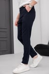 Erkek Lacivert Slim Fit Çizgili Likralı Yan Cep Bilek Boy Kumaş Pantolon