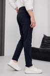 Erkek Lacivert Slim Fit Çizgili Likralı Yan Cep Bilek Boy Kumaş Pantolon