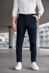 Erkek Lacivert Slim Fit Likralı Armür Desenli Casual Pantolon