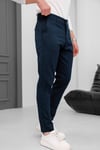 Erkek Lacivert Slim Fit Likralı Armür Desenli Casual Pantolon