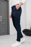 Erkek Lacivert Slim Fit Likralı Armür Desenli Casual Pantolon