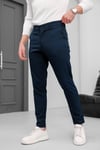 Erkek Lacivert Slim Fit Likralı Armür Desenli Casual Pantolon