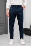 Erkek Lacivert Slim Fit Likralı Armür Desenli Casual Pantolon