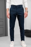 Erkek Lacivert Slim Fit Likralı Armür Desenli Casual Pantolon