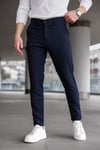 Erkek Lacivert Slim Fit Likralı Armür Desenli Casual Pantolon