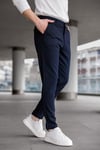 Erkek Lacivert Slim Fit Likralı Armür Desenli Casual Pantolon