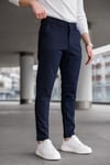Erkek Lacivert Slim Fit Likralı Armür Desenli Casual Pantolon
