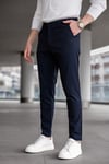 Erkek Lacivert Slim Fit Likralı Armür Desenli Casual Pantolon