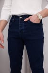 Erkek Lacivert Slim Fit Likralı Dar Paça Kot Pantolon