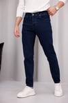 Erkek Lacivert Slim Fit Likralı Dar Paça Kot Pantolon