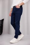 Erkek Lacivert Slim Fit Likralı Dar Paça Kot Pantolon