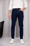 Erkek Lacivert Slim Fit Likralı Dar Paça Kot Pantolon