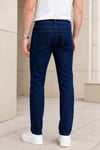 Erkek Lacivert Slim Fit Likralı Dar Paça Lazerli Kot Pantolon