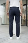 Erkek Lacivert Slim Fit Likralı Yan Cep Bilek Boy Düz Kumaş Pantolon