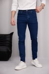 Erkek Mavi Slim Fit Likralı Dar Paça Kot Pantolon