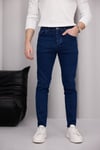 Erkek Mavi Slim Fit Likralı Dar Paça Kot Pantolon