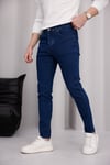 Erkek Mavi Slim Fit Likralı Dar Paça Kot Pantolon